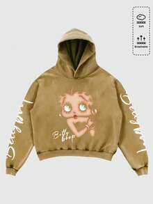 MEN Betty Boop | Hooded Sweatshirt, Loose Cropped Fit, Long Sleeve Top, Y2K